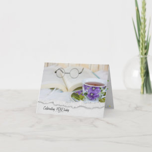 Teacup und buchen Geburtstag Karte