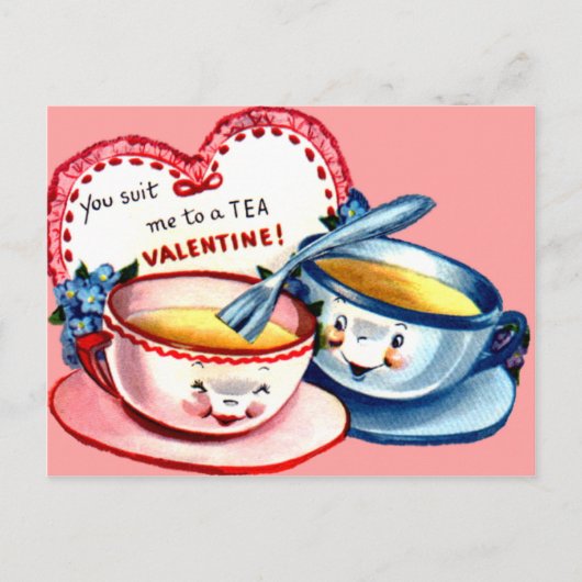 Teacup Valentine Feiertagspostkarte (Vorderseite)