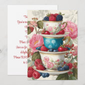 Teacup Whimsy | Berry Delight Einladung (Vorne/Hinten)