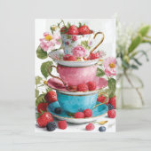 Teacup Whimsy | Spielender Charme Einladung (Stehend Vorderseite)