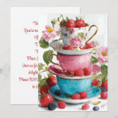 Teacup Whimsy | Spielender Charme Einladung (Vorne/Hinten)