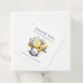 Teacup Yellow Blue Flowers 100. Geburtstag Geschenkanhänger (Beispiel)