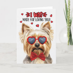 Teacup Yorkie Dog Made for Love You Valentine Feiertagskarte