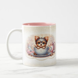 Teacup Yorkie Kaffeeliebhaber Zweifarbige Tasse