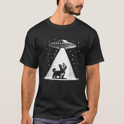Teacup Yorkie Mama Vater Dog Funny Alien UFO Men W T-Shirt (Vorderseite)