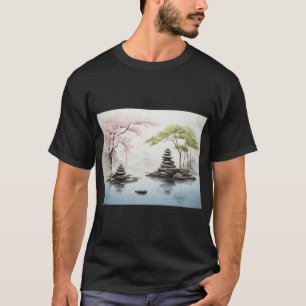Teacup Zen Stones Calm Brew Print T-Shirt