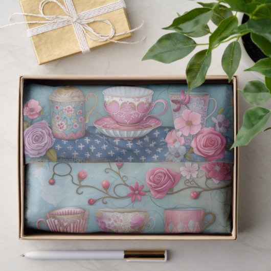 TEACUPS DECOUPAGE TISSUPAPIER SEIDENPAPIER (Geschenk)