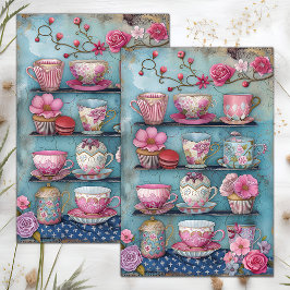TEACUPS DECOUPAGE TISSUPAPIER SEIDENPAPIER