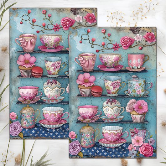 TEACUPS DECOUPAGE TISSUPAPIER SEIDENPAPIER