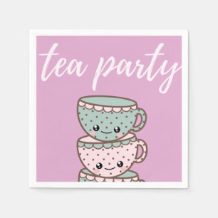 Teacups-rosa Tee-Party Serviette