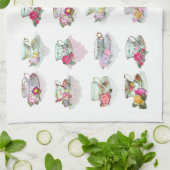 Teacups-Tee-Schalen-rosa Rosen-Blumentee-Schalen Küchentuch (Gefaltet)