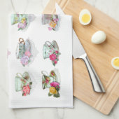 Teacups-Tee-Schalen-rosa Rosen-Blumentee-Schalen Küchentuch (Viertel Falte)