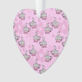 Teacups und Blumen-rosa Muster Ornament (Vorderseite)