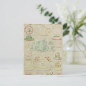 Teacups Vintage China Teacups Teapot Shabby Küche Postkarte (Stehend Vorderseite)