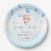 Teady Baby Bear Aquarell Boho Blue Balloons Pappteller (Vorderseite)