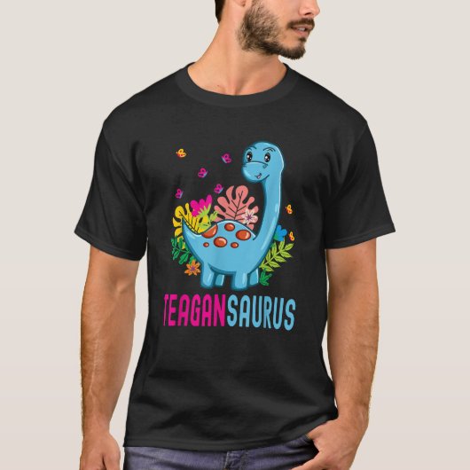 TEAGANSAURUS Personalisierter Name TEAGAN Dino Din T-Shirt (Vorderseite)