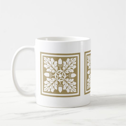 Teak Acorn und Leaf Tile Design Coffee Tasse (Links)
