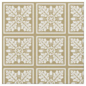 Teak Acorn und Leaf Tile Design Stoff (Nahaufnahme)