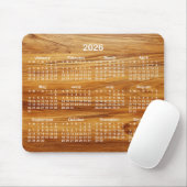 Teak and White 2026 Calendar Mousepad (Mit Mouse)