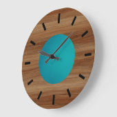 Teak aussehen Aquamarin Türkis Blau modern Groß Große Wanduhr (Winkel)