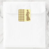 Teak Cream Neutral Dots Fashion Silhouette Quadratischer Aufkleber (Tasche)