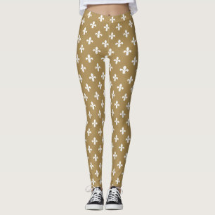 Teak Neutral Fleur de Lys Leggings