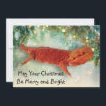 Teak the Bartded Dragon's Christmas Flat Card Feiertagskarte<br><div class="desc">Pic of Teak,  der bärtige Drache meiner Nichte,  zu Weihnachten bereit. Aktualisieren Sie den Text einfach</div>