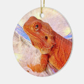 Teak the Bearded Dragon Merry and Bright Keramik Ornament (Links)
