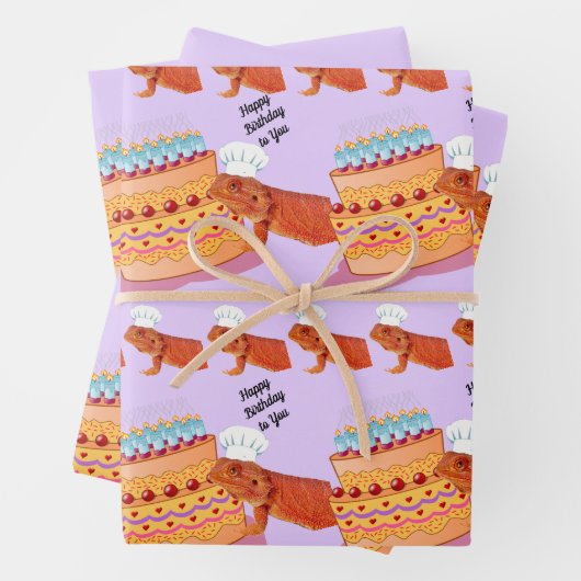 Teak the Birthday Beardie (Bartter Drache) Geschenkpapier Set (Beispiel)