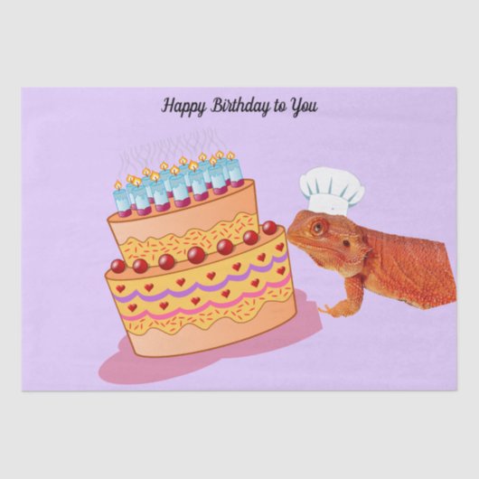 Teak the Birthday Beardie (Bartter Drache) Seidenpapier (Vorderseite)