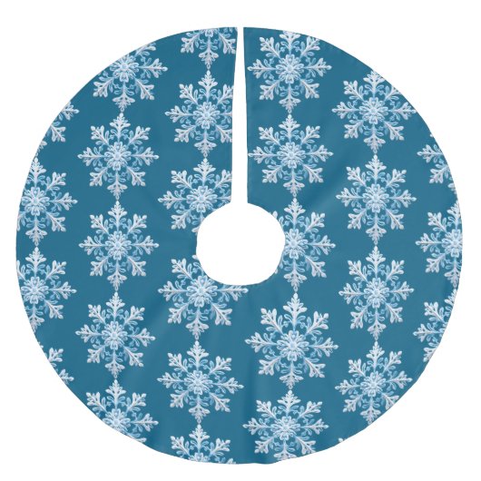 Teak White Light Blue Christmas Snowflake Polyester Weihnachtsbaumdecke (Vorderseite)