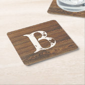 Teak Wood Grain mit Monogramm Rechteckiger Pappuntersetzer (angewinkelt)