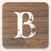 Teak Wood Grain mit Monogramm Rechteckiger Pappuntersetzer (Vorderseite)