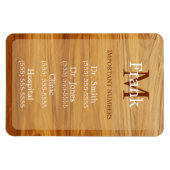 Teak Wood Look Important Phone Numbers Magnet (Horizontal)