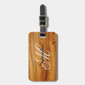 Teakholz-Bild mit elegantem Monogramm Gepäckanhänger (Vorderseite vertikal)