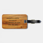 Teakholz-Bild mit elegantem Monogramm Gepäckanhänger (Rückseite horizontal)