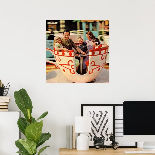 Teakup-Fahrt im Vergnügungspark der 60er Jahre Poster (Heimbüro)