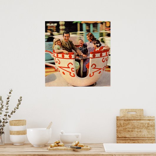 Teakup-Fahrt im Vergnügungspark der 60er Jahre Poster (Küche)