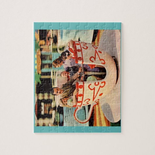 Teakup-Fahrt im Vergnügungspark der 60er Jahre Puzzle (Vertikal)