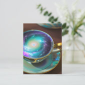 Teakup gefüllt mit der Galaxie Postkarte (Stehend Vorderseite)