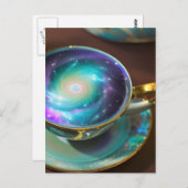 Teakup gefüllt mit der Galaxie Postkarte (Vorne/Hinten)