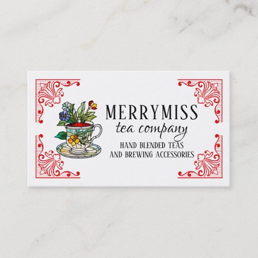 Teakup-Hand aus festgeklemmtem Glas Visitenkarte (Vorderseite)