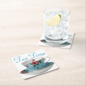 Teakup Teezeit  Rechteckiger Pappuntersetzer (Vor Ort)