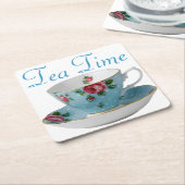 Teakup Teezeit  Rechteckiger Pappuntersetzer (angewinkelt)