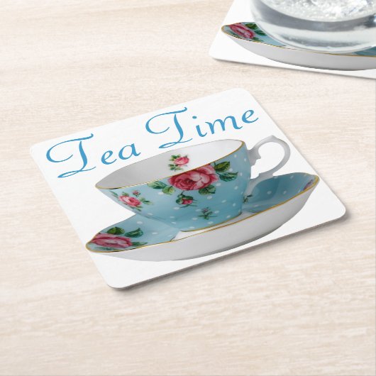 Teakup Teezeit Rechteckiger Pappuntersetzer (angewinkelt)