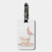 Teakup und roter Kardinal Gepäckanhänger (Rückseite vertikal)