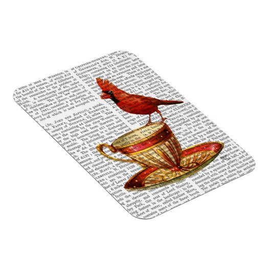 Teakup und roter Kardinal Magnet (Rechte Seite)