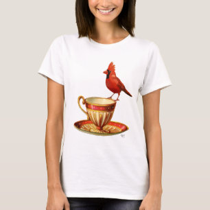 Teakup und roter Kardinal T-Shirt