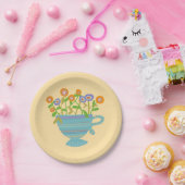 Teakup voller Blume Pappteller (Party)