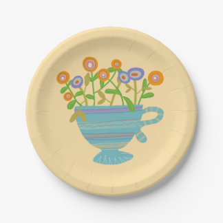 Teakup voller Blume Pappteller